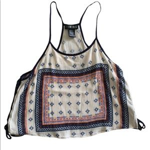 Timing Bohemian Style Tie-up Crop Tank Top Size Small